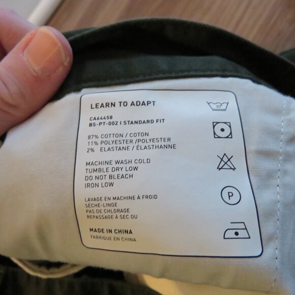 ADAPTURE Standard Fit Chino Pants in Mountain View Green Minimalist Size 32 - Picture 15 of 16